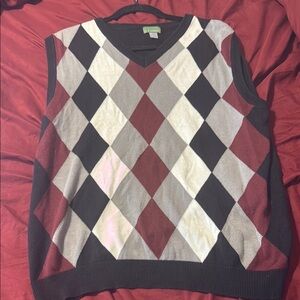 Argyle Sweater Vest in Red, Black, and White